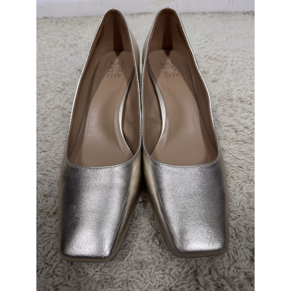 Naturalizer Karina Champagne Gold Square Toe Block Heel Pumps Women's 12M Gala